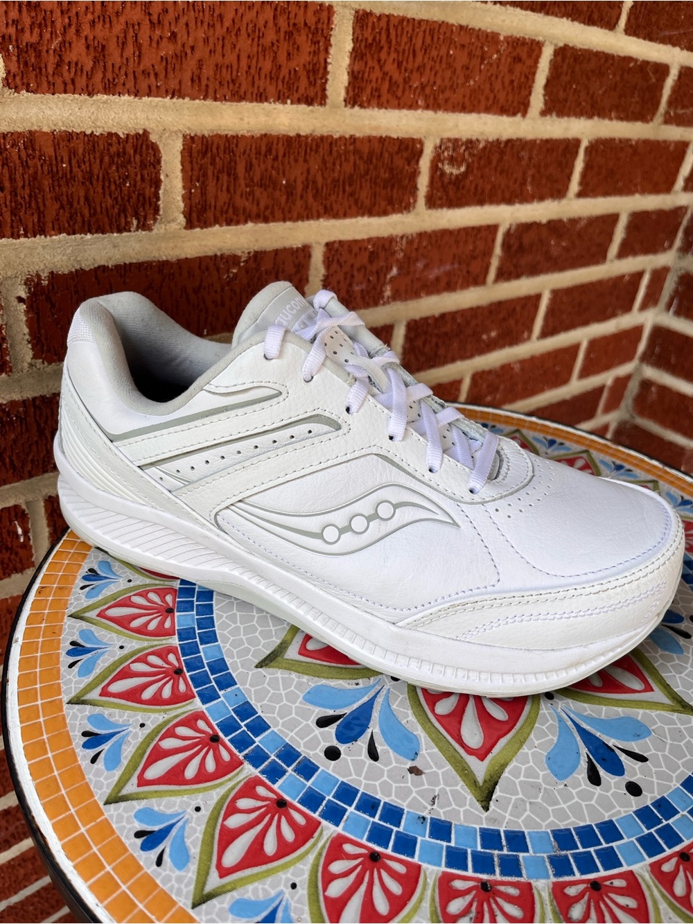 Saucony Echelon Walker 3 Mens 9.5 EXTRA WIDE Walking White Leather Sneakers